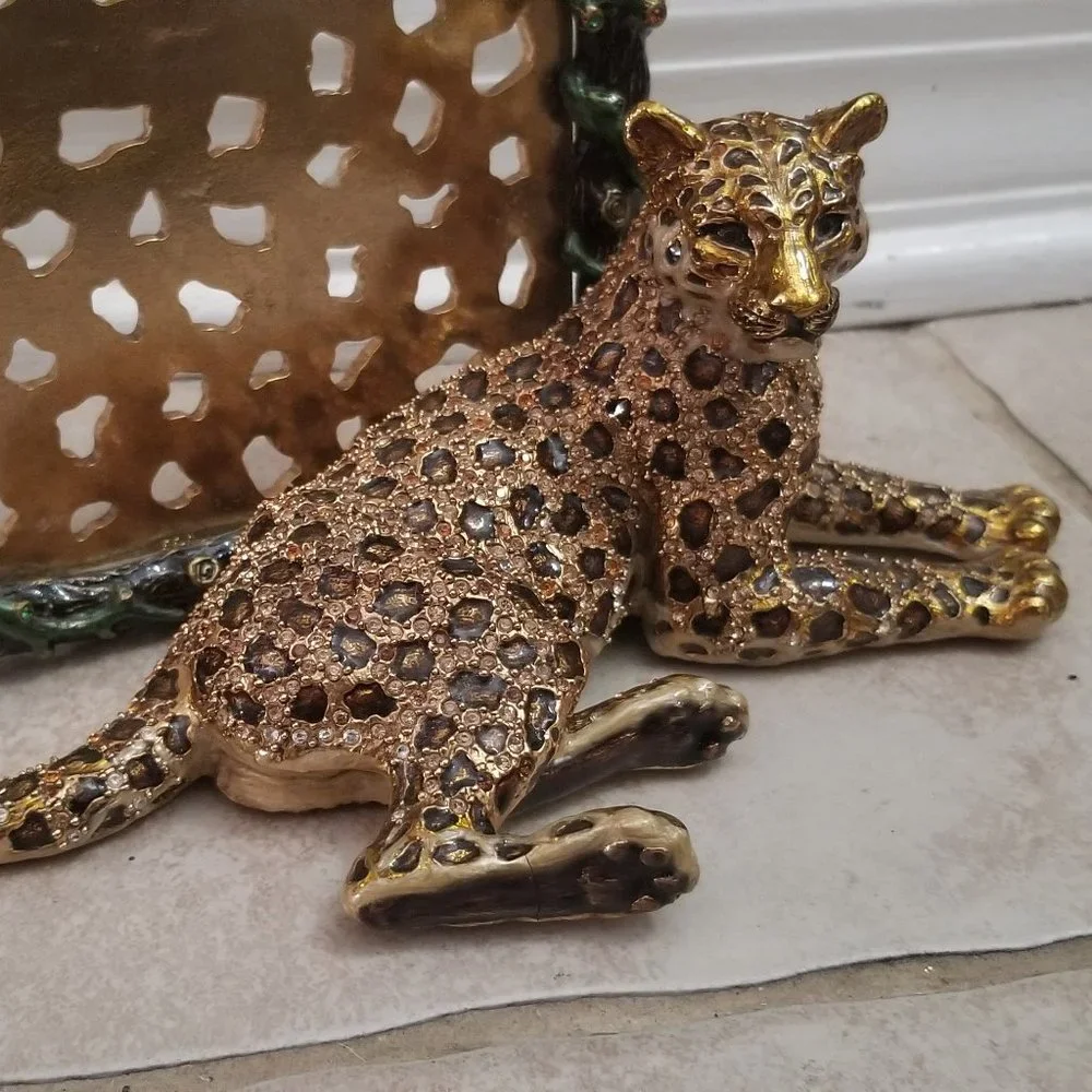 SIGNED RARE EXQUISITE JAY STRONGWATER JUNGLE SAFARI CHEETAH CRYSTAL ENAMEL FRAME